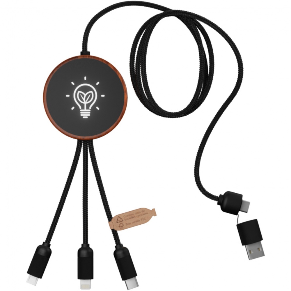 Logo trade promotional giveaways picture of: SCX.design C40 5-in-1 rPET light-up logo charging cable and 10W charging pad