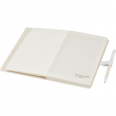 Logotrade promotional giveaway image of: Dairy Dream A5 size reference recycled milk cartons notebook and ballpoint pen set