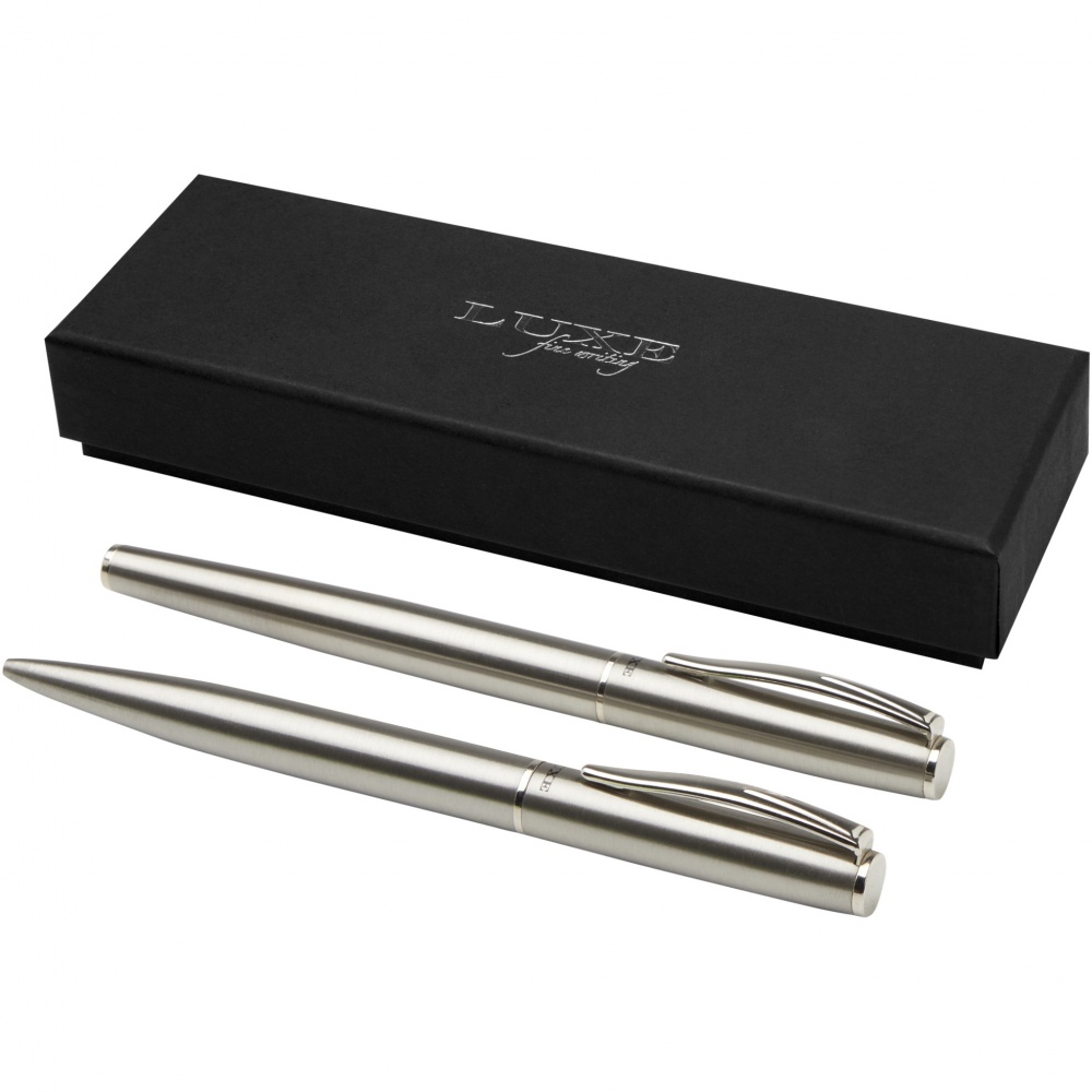Logotrade corporate gift picture of: Didimis recycled stainless steel ballpoint and rollerball pen set