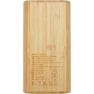 Logo trade promotional giveaway photo of: Tulda 20.000 mAh bamboo power bank