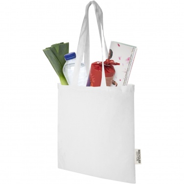 Logo trade promotional giveaways image of: Madras 140 g/m2 GRS recycled cotton tote bag 7L