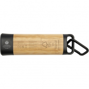 Logo trade promotional merchandise photo of: Kuma bamboo/RCS recycled plastic torch with carabiner