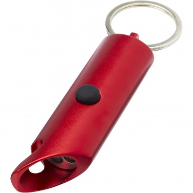 Logo trade advertising products image of: Flare RCS recycled aluminium IPX LED light and bottle opener with keychain