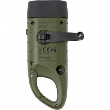 Logotrade promotional gift image of: Helios recycled plastic solar dynamo flashlight with carabiner