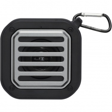 Logotrade corporate gifts photo of: Solo 3W IPX5 RCS recycled plastic solar Bluetooth® speaker with carabiner 