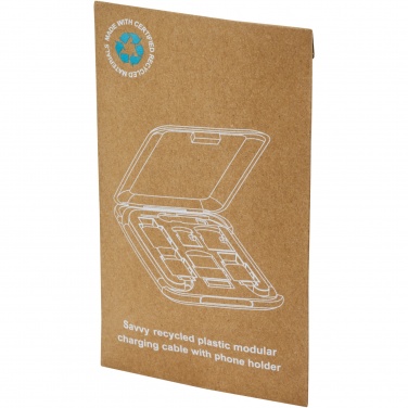 Logo trade business gift photo of: Savvy recycled plastic modular charging cable with phone holder