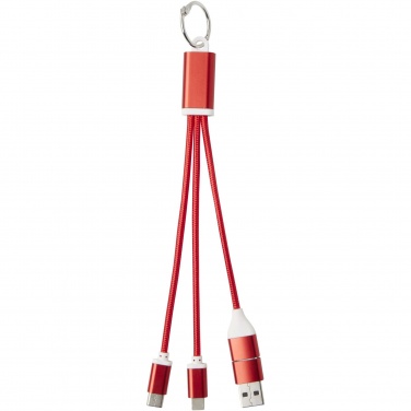 Logo trade promotional gift photo of: Metal 4-in-1 recycled aluminium charging cable with keychain