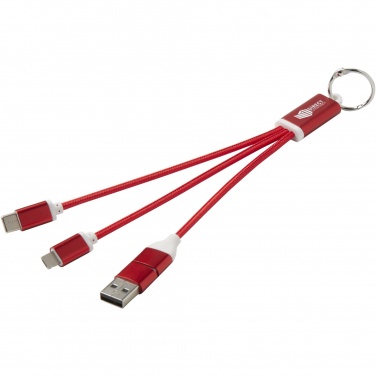 Logo trade promotional gifts image of: Metal 4-in-1 recycled aluminium charging cable with keychain
