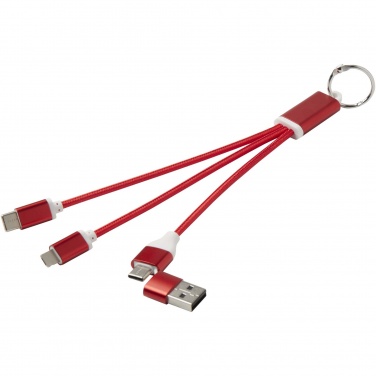 Logo trade promotional merchandise image of: Metal 4-in-1 recycled aluminium charging cable with keychain