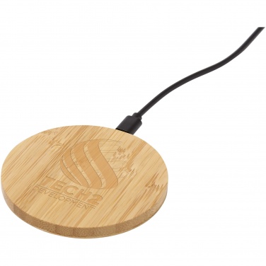 Logo trade promotional products image of: Essence 15W bamboo wireless charging pad