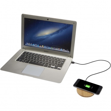 Logo trade business gifts image of: Essence 15W bamboo wireless charging pad