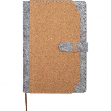 Logo trade promotional gifts picture of: Viviana A5 recycled felt and cork notebook