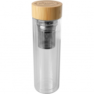 Logo trade promotional merchandise picture of: Bailey 400 ml borsilicate glass infuser bottle with bamboo lid