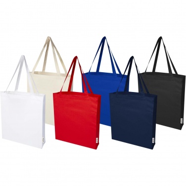 Logo trade corporate gifts image of: Madras 140 g/m² GRS recycled cotton gusset tote bag