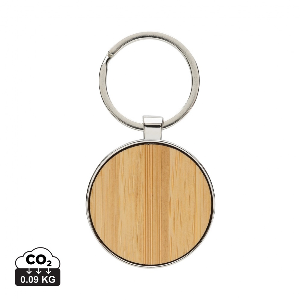 Logotrade promotional item picture of: RCS recycled zinc alloy round keychain with bamboo