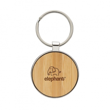 Logo trade promotional products picture of: RCS recycled zinc alloy round keychain with bamboo