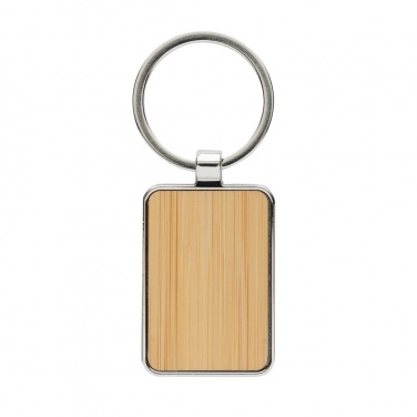 Logotrade advertising product picture of: RCS recycled zinc alloy rectangle keychain with bamboo