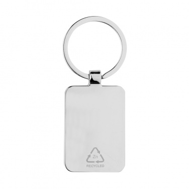 Logo trade promotional merchandise photo of: RCS recycled zinc alloy rectangle keychain with bamboo