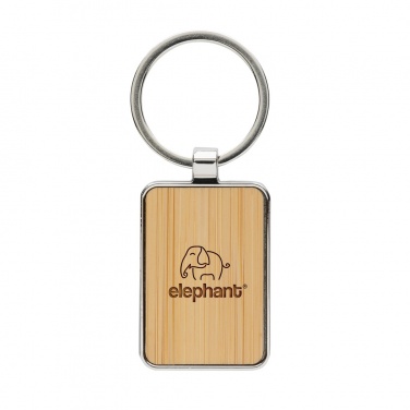 Logotrade promotional items photo of: RCS recycled zinc alloy rectangle keychain with bamboo