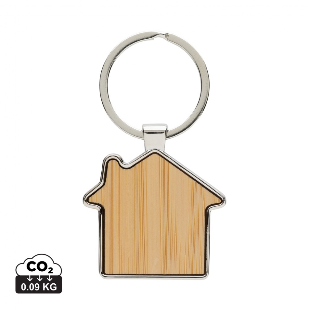 Logotrade advertising product picture of: RCS recycled zinc alloy house keychain with bamboo