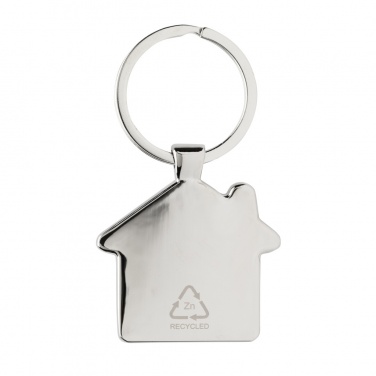 Logo trade promotional item photo of: RCS recycled zinc alloy house keychain with bamboo
