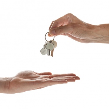 Logo trade advertising products image of: RCS recycled zinc alloy radiator key keychain with coin