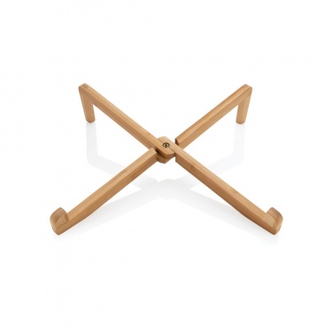 Logo trade promotional items image of: Bamboo portable laptop stand