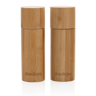 Logo trade advertising products image of: Ukiyo bamboo salt and pepper mill set