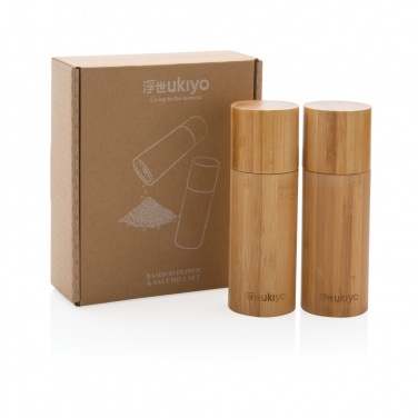 Logo trade promotional merchandise photo of: Ukiyo bamboo salt and pepper mill set