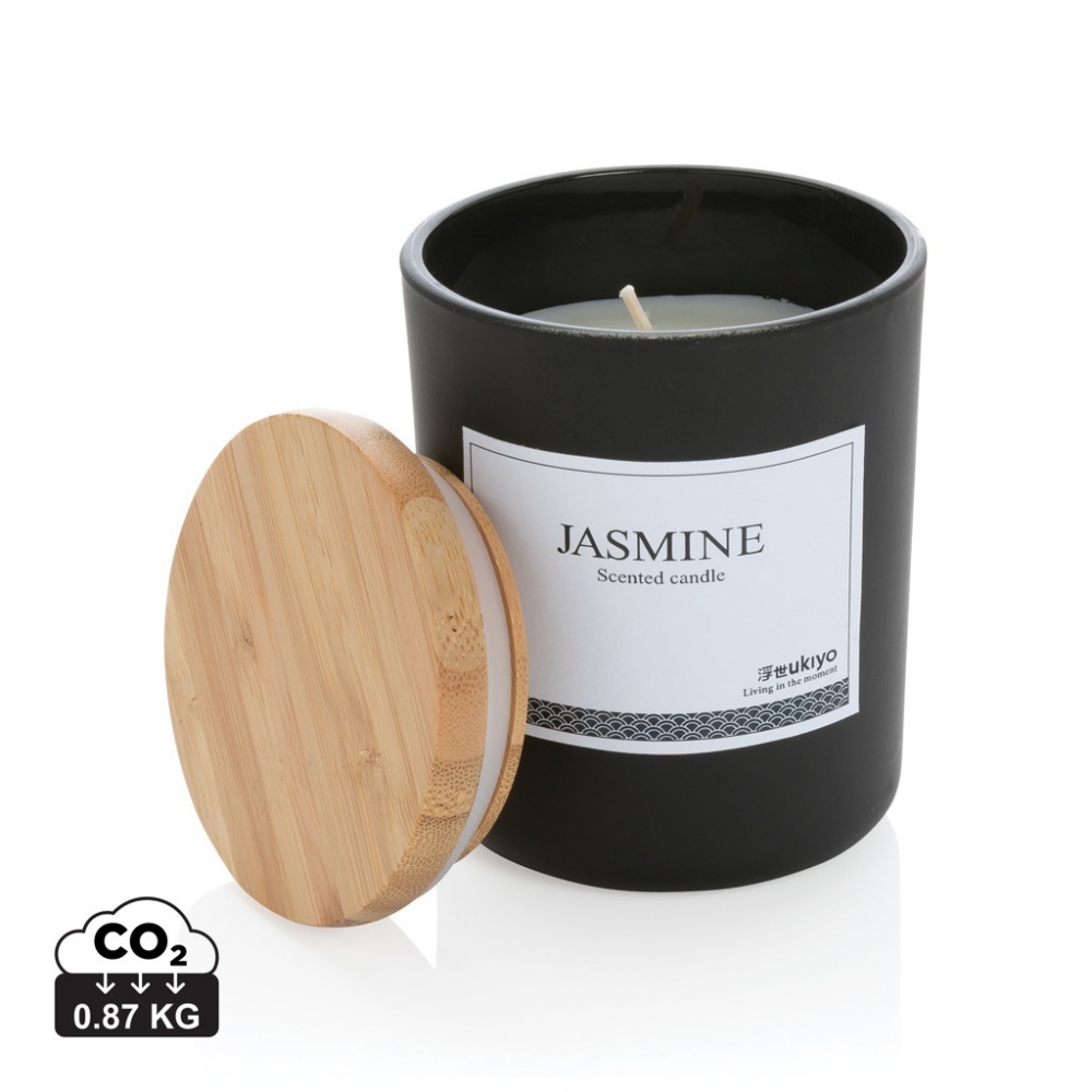 Logo trade promotional products image of: Ukiyo deluxe scented candle with bamboo lid