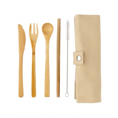 Logo trade corporate gifts picture of: Reusable bamboo travel cutlery set