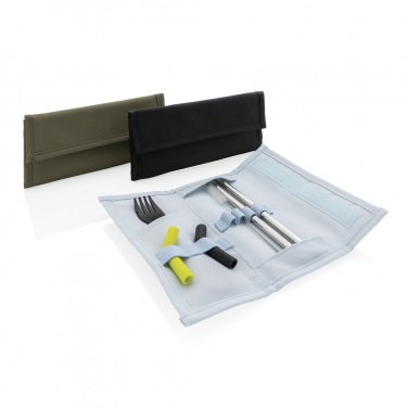 Logo trade promotional gifts image of: Tierra 2pcs straw and cutlery set in pouch