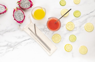 Logo trade promotional merchandise picture of: Reusable stainless steel 3 pcs straw set
