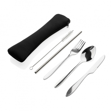 Logo trade promotional merchandise photo of: 4 PCS stainless steel re-usable cutlery set