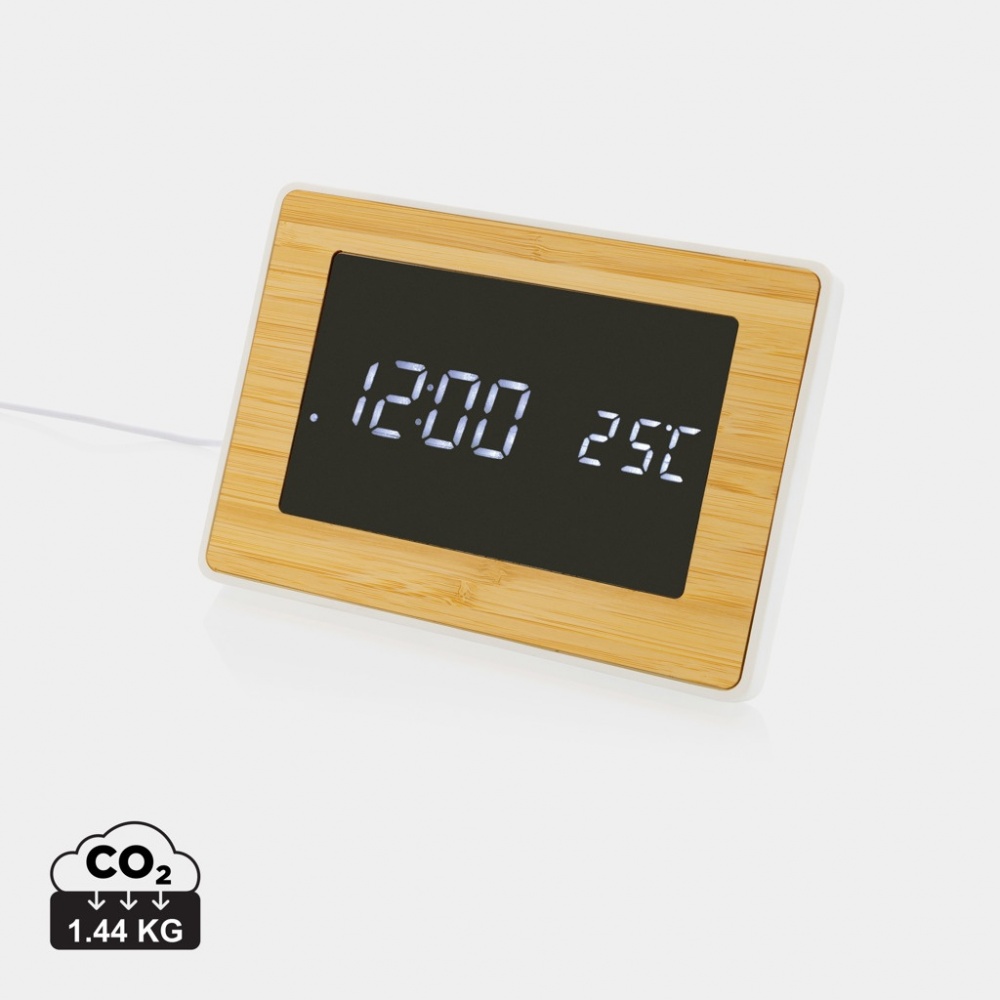 Logotrade promotional products photo of: Utah RCS recycled plastic and bamboo LED clock