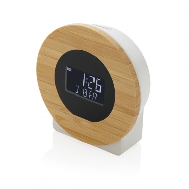 Logo trade promotional gifts image of: Utah RCS rplastic and bamboo LCD desk clock