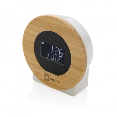 Logotrade promotional gift picture of: Utah RCS rplastic and bamboo LCD desk clock