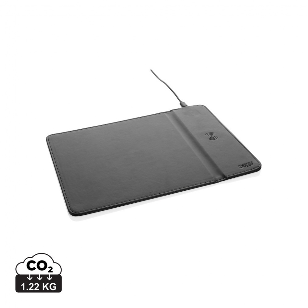 Logo trade advertising product photo of: Swiss Peak RCS recycled PU 10W wireless charging mousepad