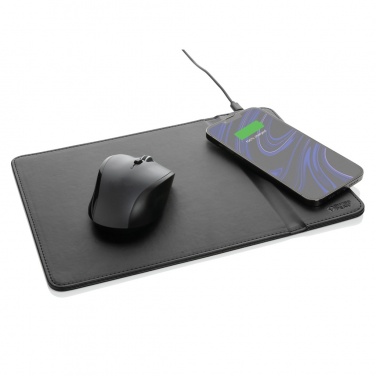 Logo trade promotional merchandise photo of: Swiss Peak RCS recycled PU 10W wireless charging mousepad