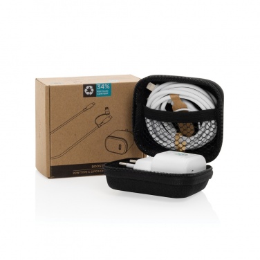 Logo trade business gift photo of: Boost RCS reycled PET 20W type C 2 pcs charging set