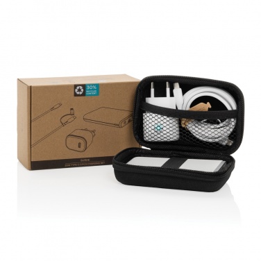 Logotrade promotional product image of: Surge RCS recyled PET 20W type C 3 pcs charging set