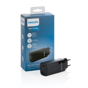Logotrade advertising products photo of: Philips 65W ultra fast PD 3-port USB wall charger