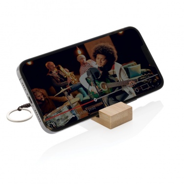 Logo trade promotional merchandise image of: Standkey bamboo keychain phone stand