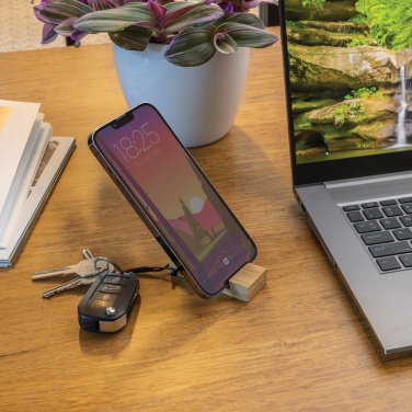 Logotrade promotional merchandise picture of: Standkey bamboo keychain phone stand
