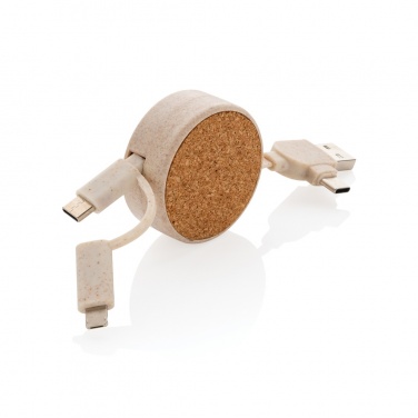 Logotrade promotional merchandise image of: Cork and Wheat 6-in-1 retractable cable