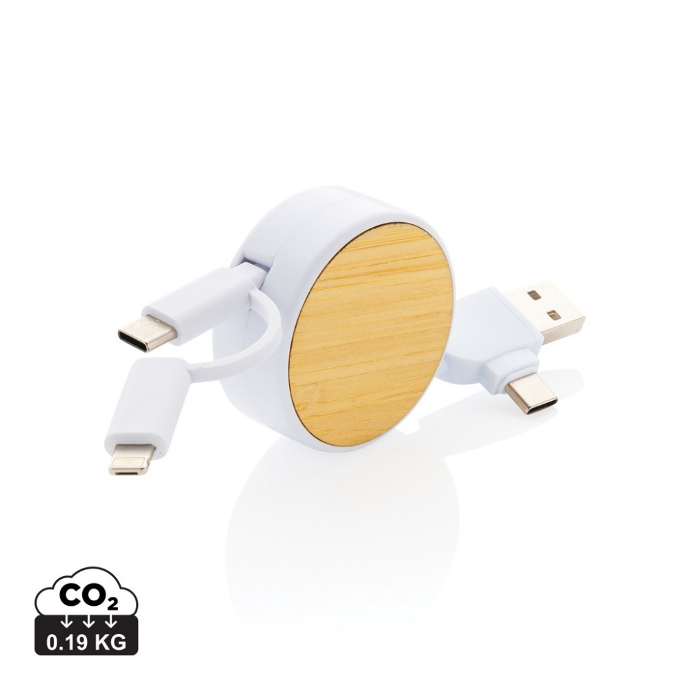 Logo trade promotional products picture of: RCS recycled plastic Ontario 6-in-1 retractable cable