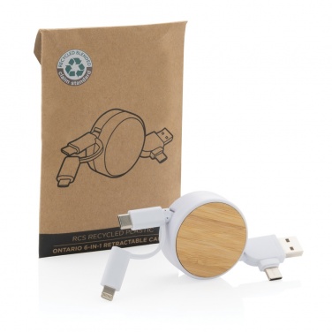 Logo trade corporate gifts image of: RCS recycled plastic Ontario 6-in-1 retractable cable