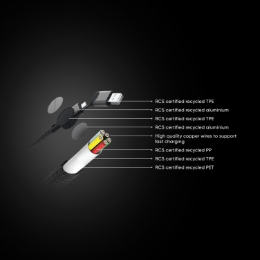 Logotrade advertising product picture of: Oakland RCS recycled plastic 6-in-1 fast charging 45W cable