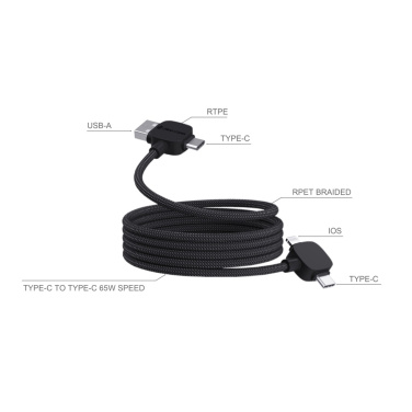 Logo trade corporate gifts image of: Urban Vitamin Stockton 65W RCS RTPE/RPET magnetic cable