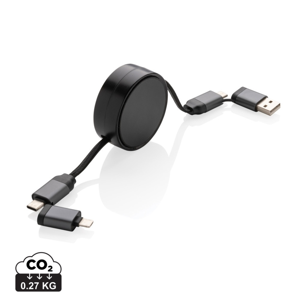 Logotrade corporate gift picture of: Terra RCS recycled aluminium retractable 6 in 1 cable